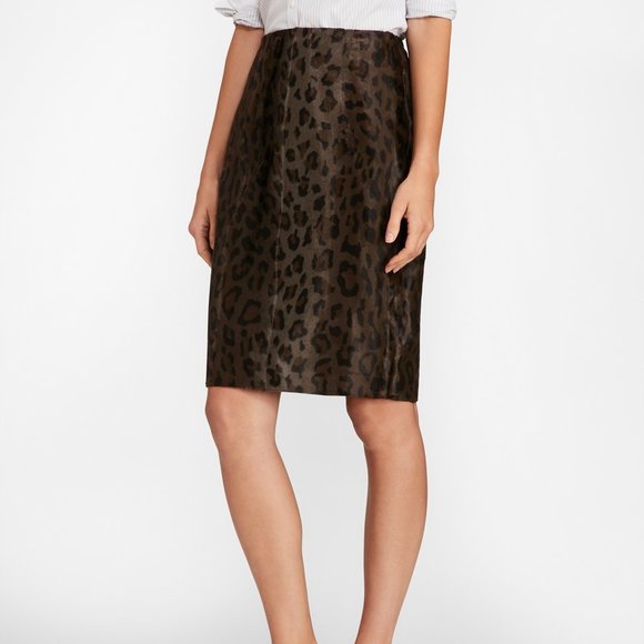 BROOKS BROTHERS | Faux Animal Print Skirt - Picture 1 of 13